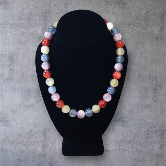 Multicolor Beaded Necklace With Adjustable Chain - Picture 1 of 3